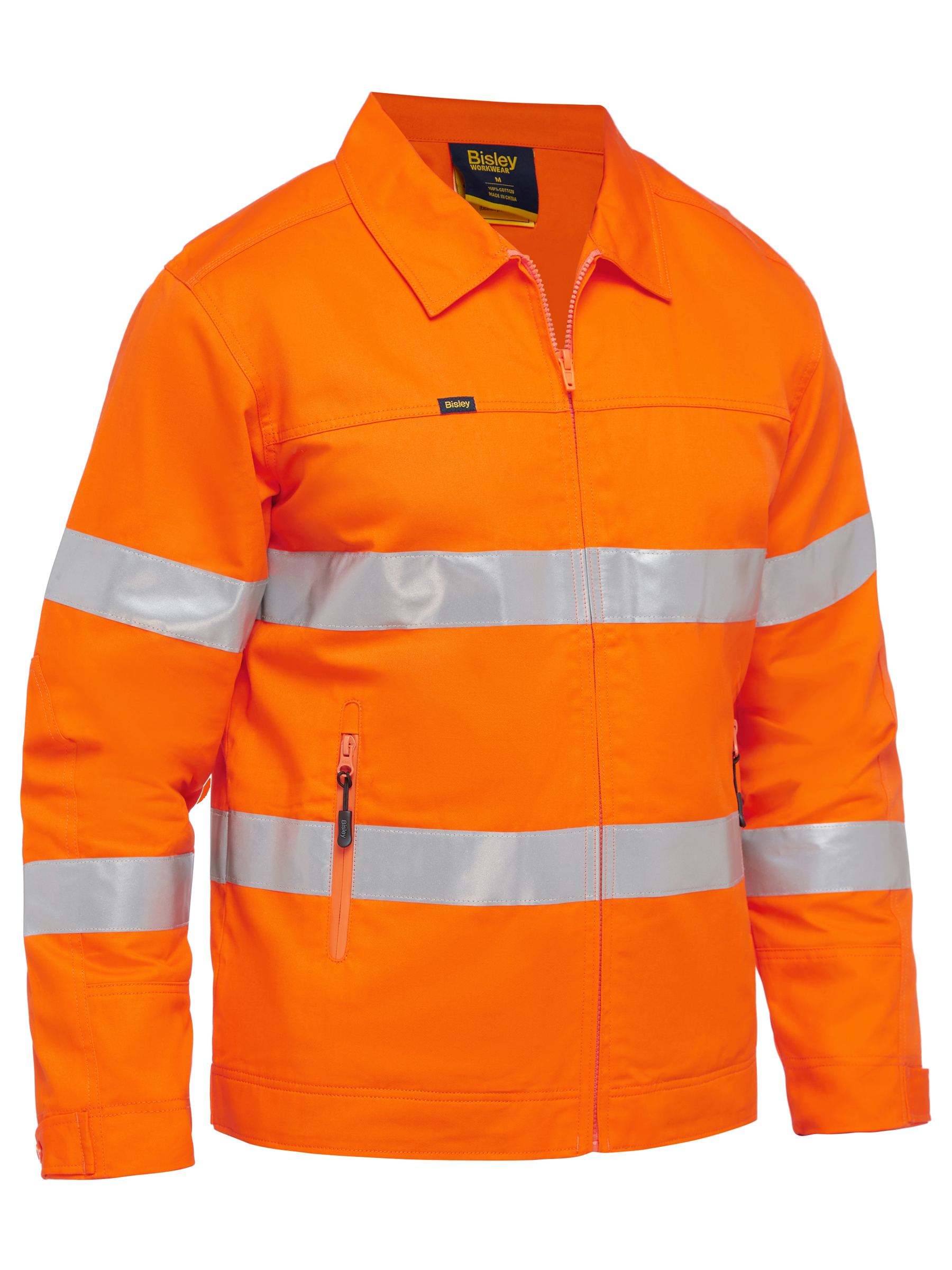 Bisley Taped Hi Vis Drill Jacket With Liquid Repellent Finish ...